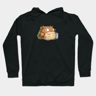 Cute Fat Owl with Traveling Backpack and Luggage Hoodie